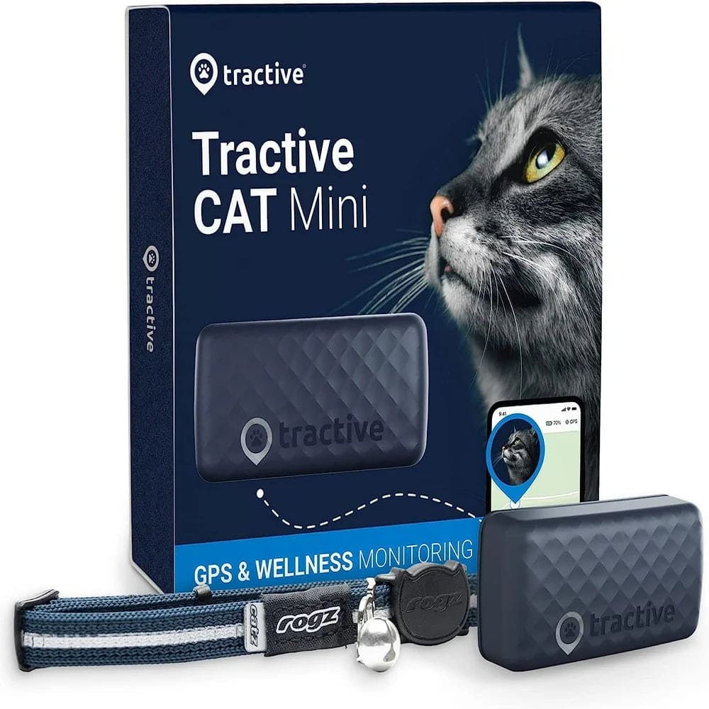 Cat Mini GPS Tracker with Activity Monitoring, Fits Any Collar (Dark Blue)