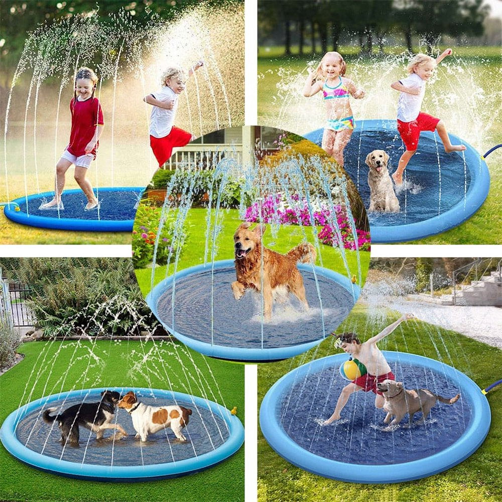 Summer Dog Toy Splash Sprinkler Pad for Dogs Thicken Pet Pool Interactive Childrens Inflatable Water Toys 75 Inch Large Size