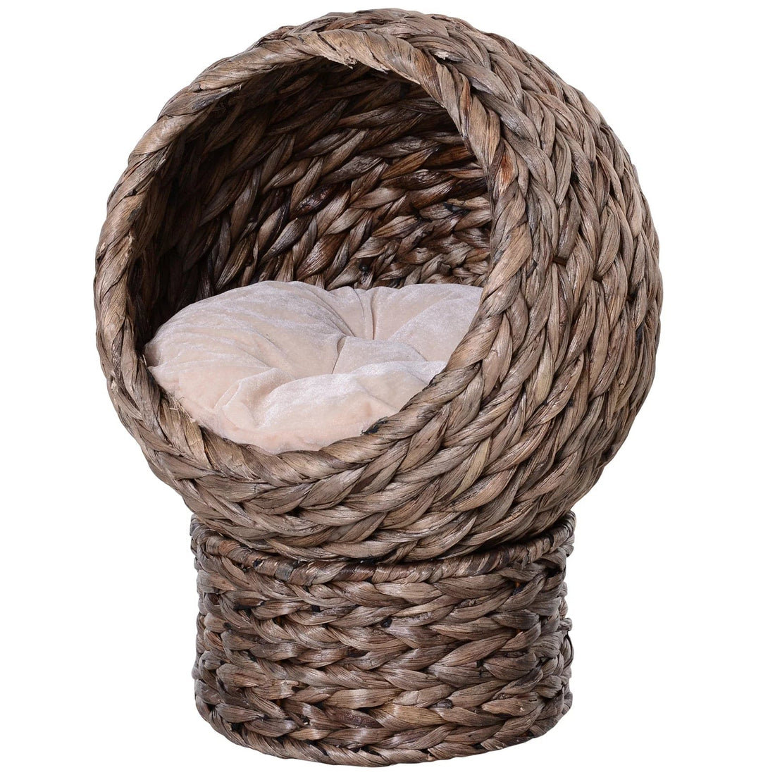 20&quot; Rattan Elevated Cat Bed Egg Chair, Cat Basket Bed, Dark Brown